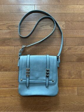 Western Style Light Blue Leather Crossbody Messenger Bag
